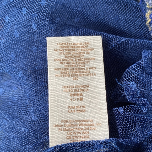 NWT women Sz XS/S oversized rare navy blue sheer glam chic embroidered blouse - Picture 11 of 12